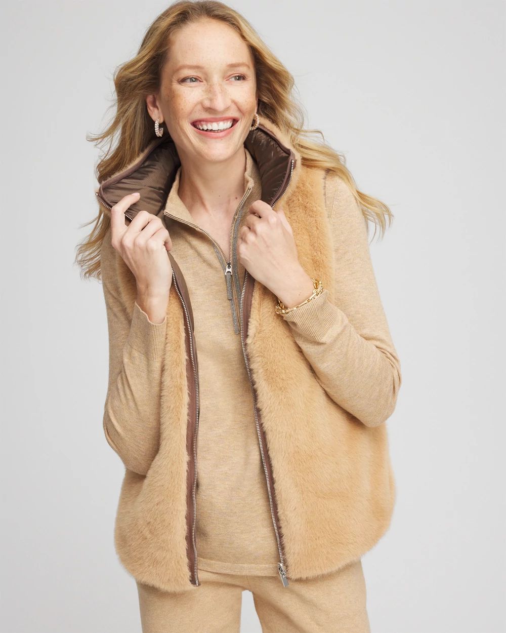 新作ウエア Zenergy® Chico's | Vest Faux-Fur Reversible ジャケット・アウター